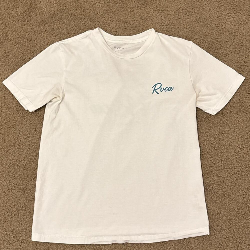 Rvca Men's White and Blue T-shirt